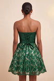 Sky Blue A-Line Sweetheart Sequins Lace Up Back Homecoming Dress with Sash