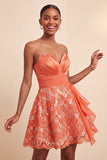 Sky Blue A-Line Sweetheart Sequins Lace Up Back Homecoming Dress with Sash