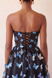 Blush Sweetheart A-Line Sheer Corset Butterfly Homecoming Dress with Lace Up Back