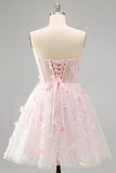 Blush Sweetheart A-Line Sheer Corset Butterfly Homecoming Dress with Lace Up Back