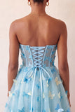 Blush Sweetheart A-Line Sheer Corset Butterfly Homecoming Dress with Lace Up Back