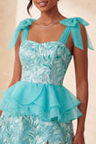 Pink A-Line Sequins Ruffle Lace Up Back Bowed Straps Homecoming Dress with Slit