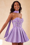 Olive A-Line Sweetheart Beaded Floral Homecoming Dress with Lace Up Back