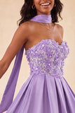 Olive A-Line Sweetheart Beaded Floral Homecoming Dress with Lace Up Back