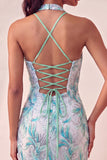 Bodycon Light Purple Halter Neck Sequins Lace Up Back Homecoming Dress