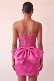 Silver Sweetheart Corset Lace Up Back Bodycon Homecoming Dress with Bow
