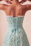 Sweetheart Yellow Jacquard A-Line Ruffled Lace Up Back Homecoming Dress with Slit