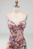 Pink Corset Bodycon Ruched Short Homecoming Dress with Sequins