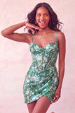 Pink Corset Bodycon Ruched Short Homecoming Dress with Sequins