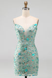 Pink Sweetheart Bodycon Sequin Homecoming Dress with Lace Up Back