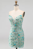 Pink Sweetheart Bodycon Sequin Homecoming Dress with Lace Up Back