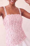 Pink Bodycon Ruffled Short Sequin Homecoming Dress with Lace Up Back