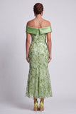 Blush Off the Shoulder Mermaid Beaded Midi Mother Of the Bride Dress