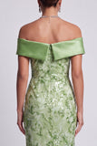 Blush Off the Shoulder Mermaid Beaded Midi Mother Of the Bride Dress