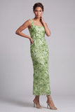 Mermaid Blush Square Neck Beaded Midi Mother Of the Bride Dress