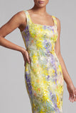 Mermaid Blush Square Neck Beaded Midi Mother Of the Bride Dress