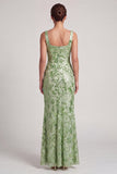 Blush Mermaid Square Neck Beaded Ruched Long Mother Of the Bride Dress with Slit