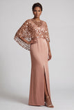 Burgundy V-Neck Mermaid Long Mother Of the Bride Dress with Slit
