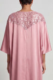 Blue Sheath Round Neck Midi Mother Of the Bride Dress with Sequins