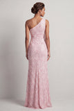 Dusty Blue One Shoulder Mermaid Sequins Long Mother Of the Bride Dress with Slit
