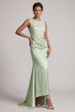 Sky Blue Mermaid Sequins Bateau Neck Long Mother Of the Bride Dress