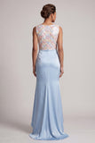 Sky Blue Mermaid Sequins Bateau Neck Long Mother Of the Bride Dress