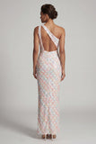 Blush Mermaid One Shoulder Sequins Long Mother Of the Bride Dress