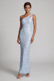 Blush Mermaid One Shoulder Sequins Long Mother Of the Bride Dress