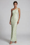 Blush Mermaid One Shoulder Sequins Long Mother Of the Bride Dress