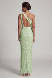 Blush Mermaid One Shoulder Sequins Long Mother Of the Bride Dress