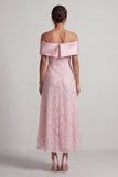 A-Line Red Off the Shoulder Midi Mother Of the Bride Dress with Sequins