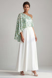 One Shoulder Champagne A-Line Midi Mother Of the Bride Dress with Sequins