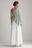 One Shoulder Champagne A-Line Midi Mother Of the Bride Dress with Sequins