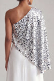 One Shoulder Champagne A-Line Midi Mother Of the Bride Dress with Sequins