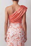 Peach Mermaid One Shoulder Asymmetrical Sequins Midi Mother Of the Bride Dress