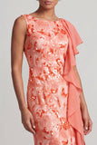 Champagne Mermaid Sequins Bateau Neck Long Mother Of the Bride Dress with Ruffles