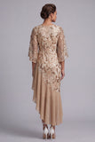 Watermelon Mermaid Asymmetrical Sequins Mother Of the Bride Dress with Ruffles