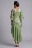 Watermelon Mermaid Asymmetrical Sequins Mother Of the Bride Dress with Ruffles