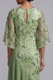 Watermelon Mermaid Asymmetrical Sequins Mother Of the Bride Dress with Ruffles