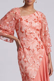 Watermelon Mermaid Asymmetrical Sequins Mother Of the Bride Dress with Ruffles