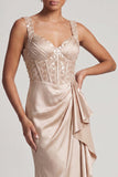 White Mermaid Corset Ruched Sequins Midi Mother Of the Bride Dress with Ruffles