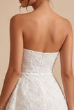 Strapless Floral Bodycon Little White Dress with Sash