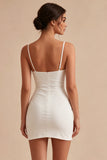 Bodycon Corset Spaghetti Straps Ruched Little White Dress