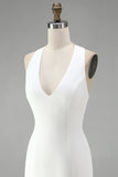 Halter Neck Bodycon Backless Little White Dress with 3D Flowers
