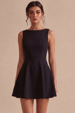 A-Line Bateau Neck Little White Dress