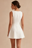 A-Line Bateau Neck Little White Dress