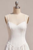 A-Line Spaghetti Straps Little White Dress