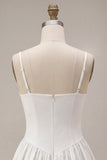 A-Line Spaghetti Straps Little White Dress