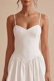 A-Line Spaghetti Straps Little White Dress