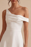 A-Line One Shoulder Little White Dress